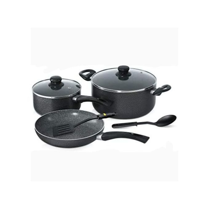 Aluminum Super Non-Stick Cookware Set 7Pcs - Black