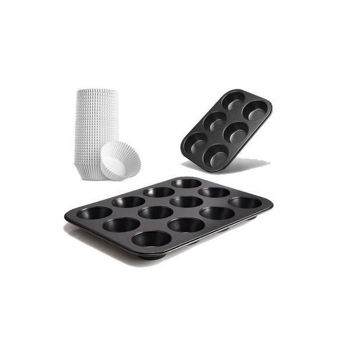 Cupcake Parchment Papers Muffin Cake Papers  100pcs And Muffin Cake Mould Set - White, Black