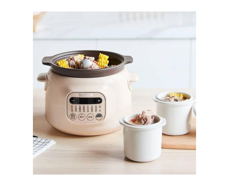 Purple Sand Stew Slow Cooker Home 3L Electric Stew Pot Intelligent Terminal Hot Automatic Soup Pan Boiler Porridge Artifact Baby Health Bird’s Nest- Multicolor