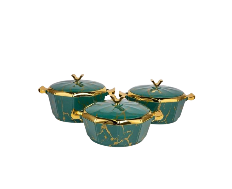 Luxury 3-Piece 2.1-2.6-3.1qt Hot Pot Food Warmer-Cooler, Casserole Dish Set with Lids, Insulated Stainless Steel Container, Serving Bowl for Buffets Best gift-Marbling - Multicolor