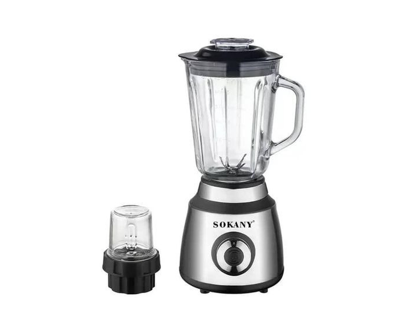 2 IN 1 Coffee Grinder And 1.5L Glass Jar Blender 800W High Power Ergonomic Grip Design Easy And Fast Cleaning Multifunctional Food Processor Stainless Steel Blade Cuts Food Quickly Smoothie Maker 6 Juicer Ice Crusher Extractor -Multicolor Sokany