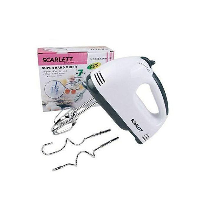 7-Speed Hand Mixer, Egg Beater-White.