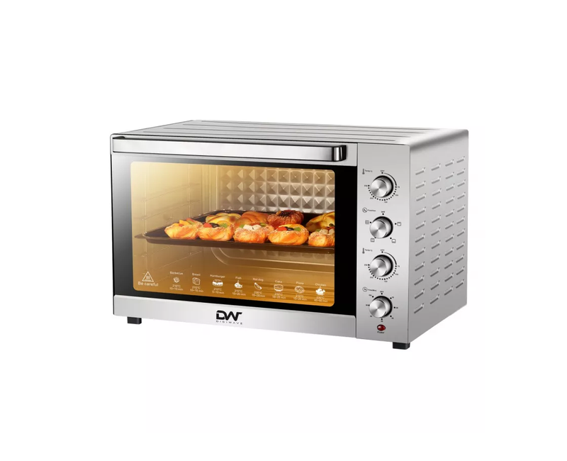 120 Litres Digital Pad Electric Oven Toaster Cooker Grill Rotisserie Double Glass - Silver Digiwave