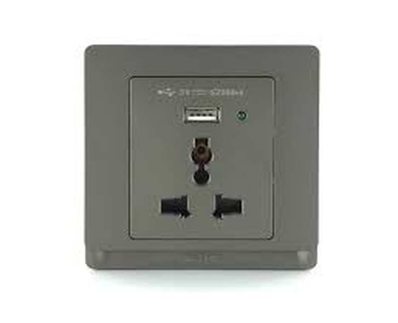 TRONIC 16A SWITCH SOCKET SINGLE NEON USB GREY TD 5113-UB-GY TD 5113-UB-GY