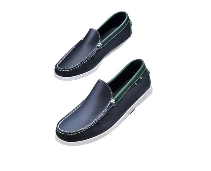 Men's Faux Leather Designer Shoes - Navy Blue
