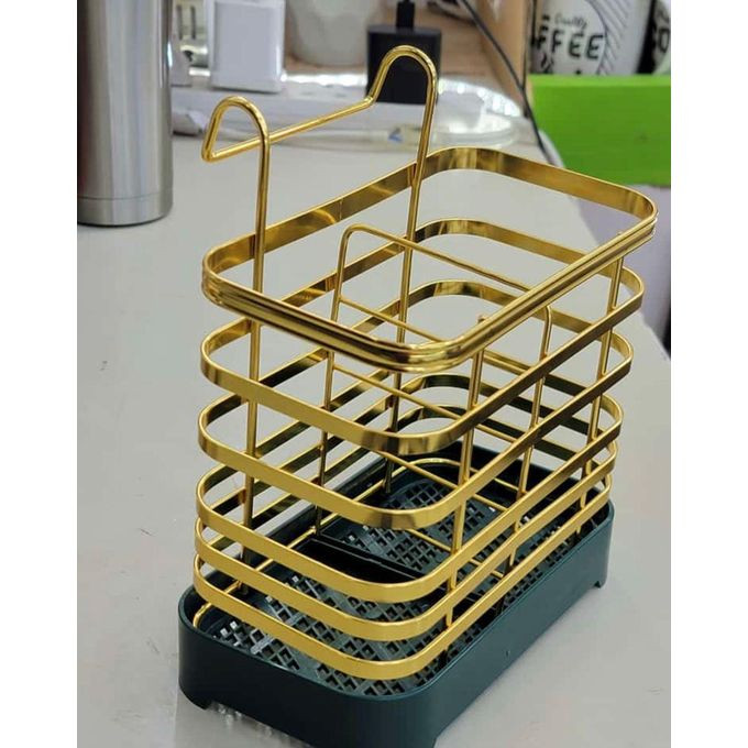 Cutlery set holder. Gold
