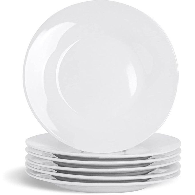 Ceramic 6 Pieces Dinner Plates With Curve-White