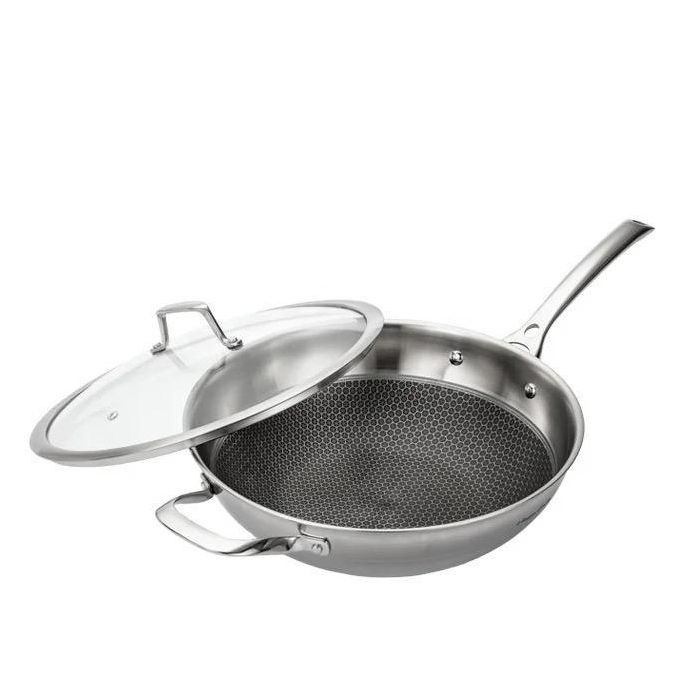 Non Stick 24cm Frying Pan With Lid- Silver ,Black