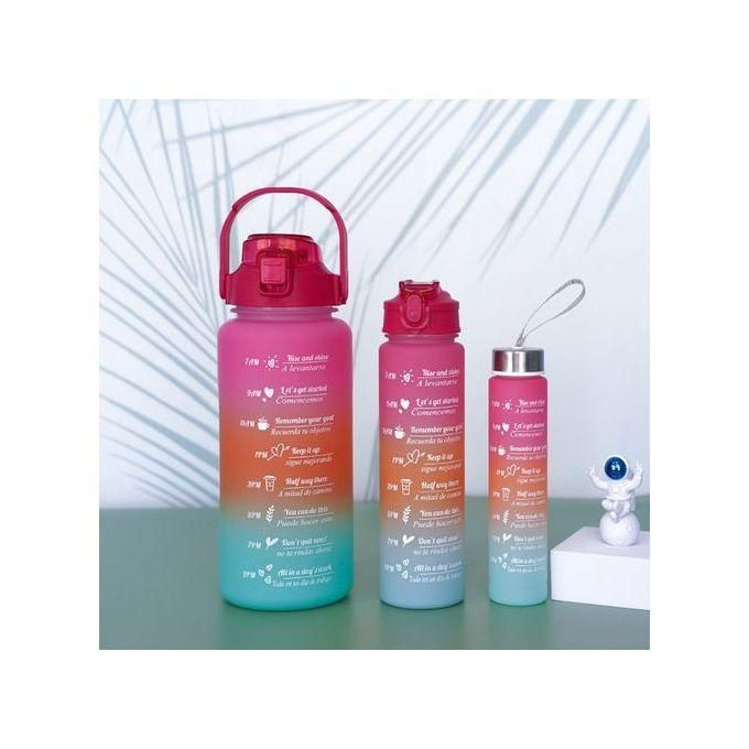 3 In 1 Extra Large Water Bottle Set-sport -Multicolored