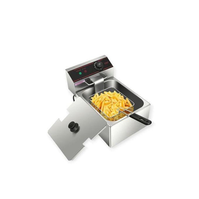 Single Stainless Steel Commercial Deep Fryer 6L - Silver