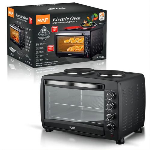 RAF 55 Litres Electric Oven with 2 Hotplates R.5317 - Black