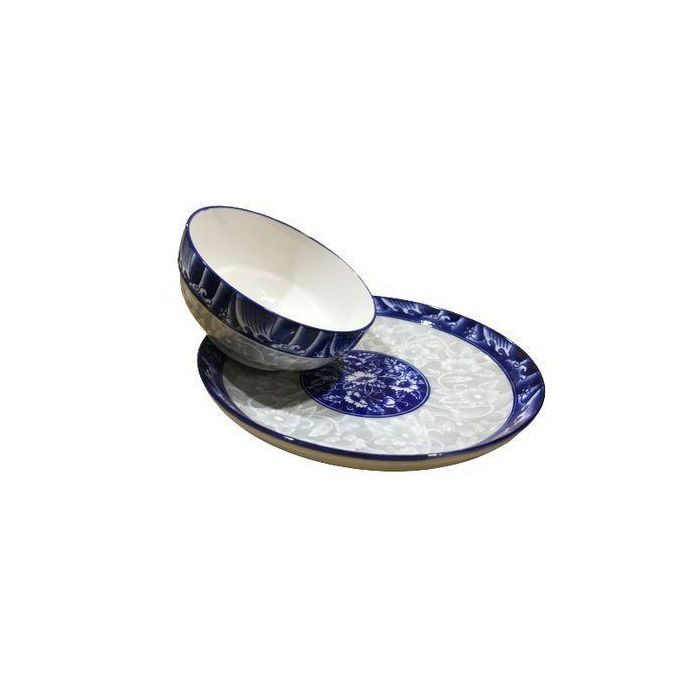 6-Piece Dinner Plate & Soup Bowl Set - Blue & White