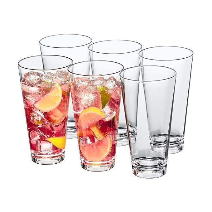 6-Piece Drinkware Set for Cocktails, Juices, Water, and Beer - Transparent