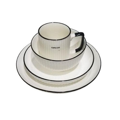 16-Piece White Ceramic Dinnerware Set - Cups, Bowls, Plates