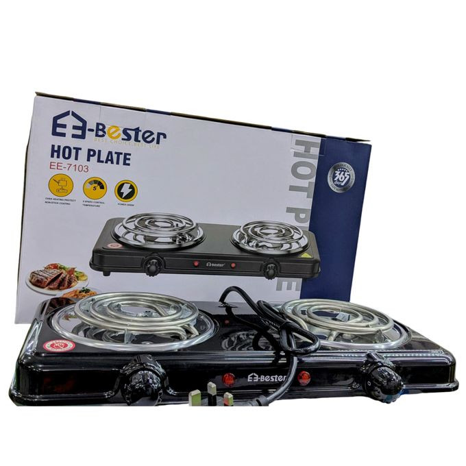 E-bester Double Coil Electric Hotplate - Black, Silver
