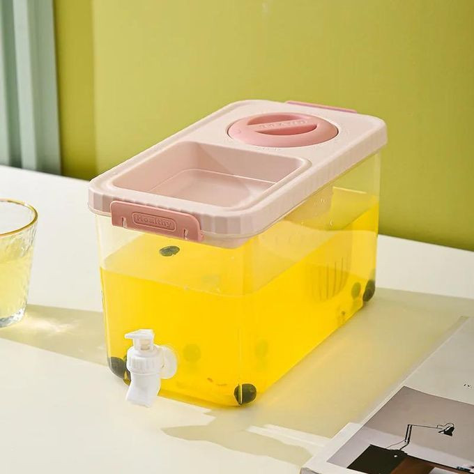 3.5L Fridge Beverage Dispenser With Faucet In Refrigerator Container- Colourless.