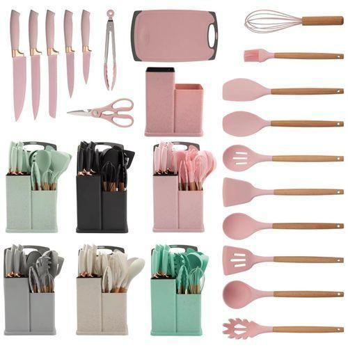 Multicolor Silicone Cooking Utensil & Knife Set