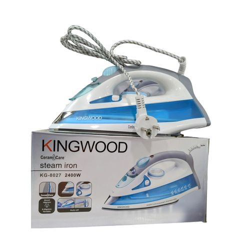 KiNGWOOD 2400W Steam Flat Iron - White & Blue