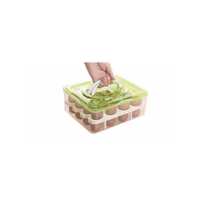 32-Grid Eggs Tray Storage Container - Green, Blue, Pink