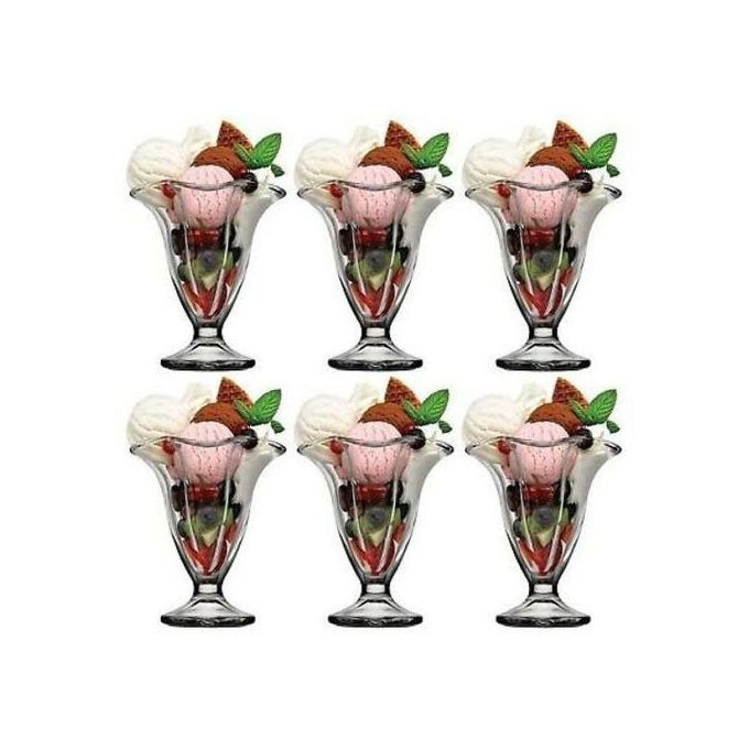 Sundabest 6 Pieces Of Flower Ice Cream Glasses Cups, Dessert Bowls-Colorless.