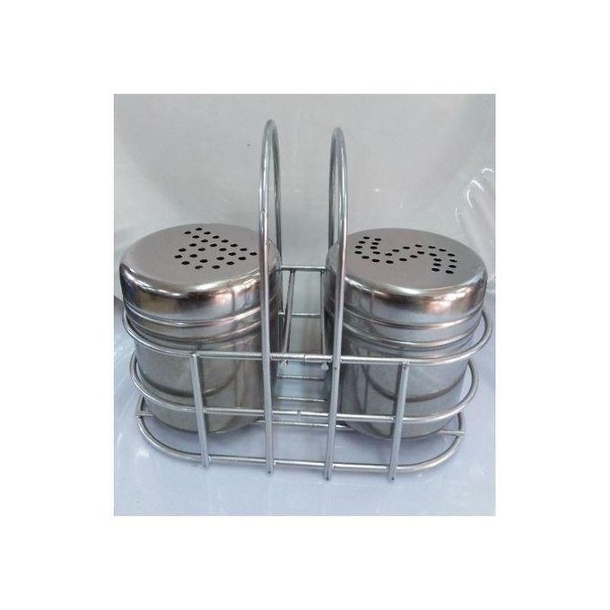 2 Pieces Stainless Steel Salt Pepper Spices Shakers - Silver