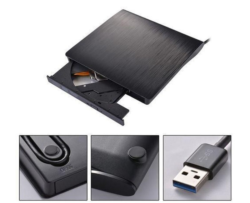 DVD-RW CD-RW external USB 3.0 Combo Drive Burner Player Slim - Black