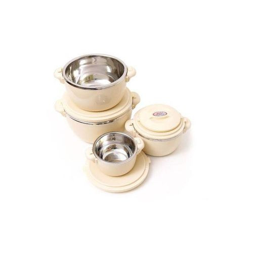 Hot Pot 4Pc Thermo Insulated Food Warmer Hot Pots Serving Dishes - Cream