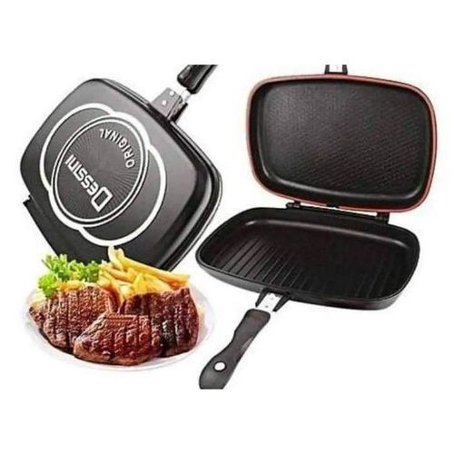 Dessini Non Stick Double Grill Pan With Handles - Black