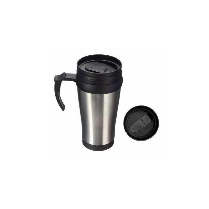 Stainless Steel Travel Car Mug with Handle - Silver