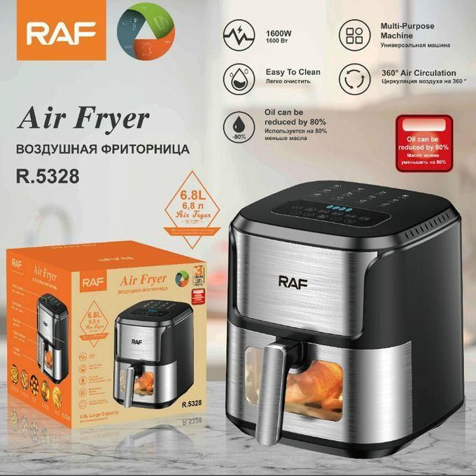 6.8 L Multifunctional Visual Air Fryer - Silver & Black