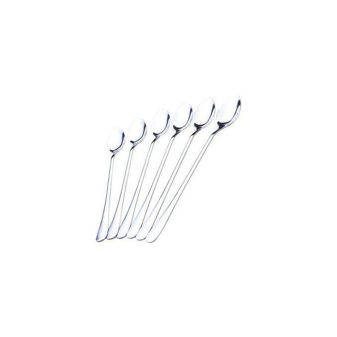 6 pcs Long Tea Spoons - Silver