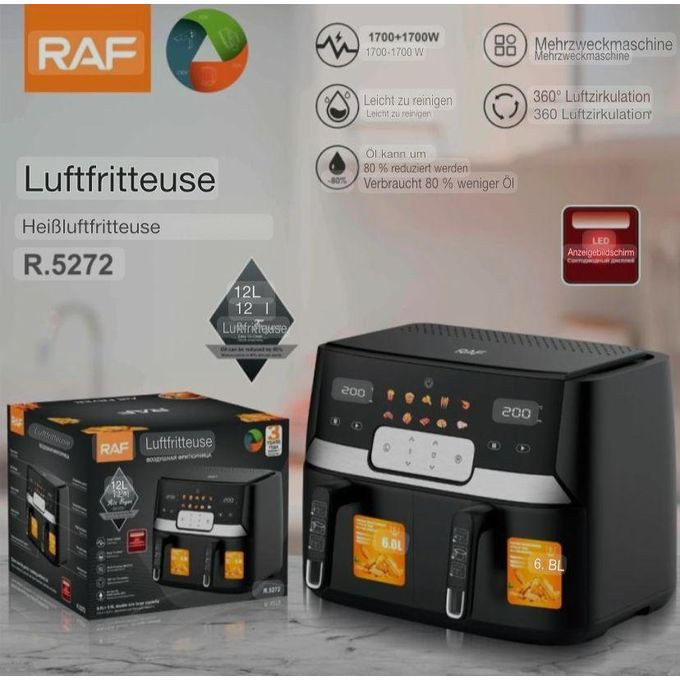 Double air fryer. Multicolor. Black