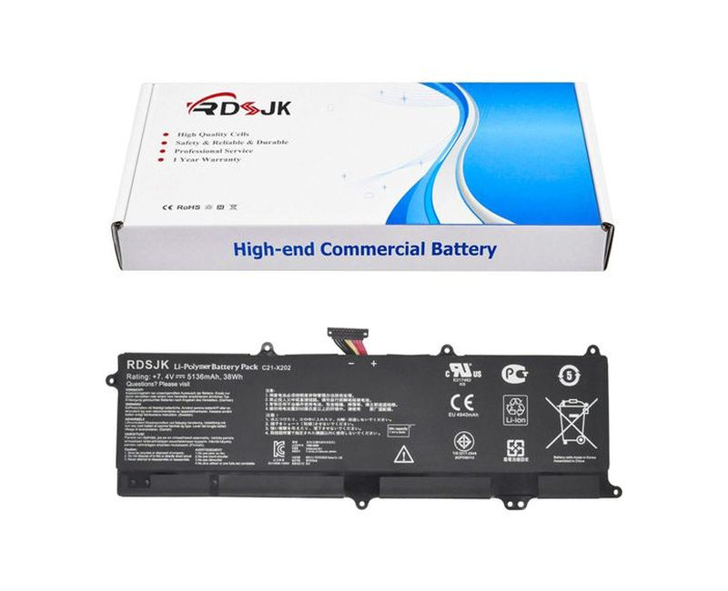 C21-X202 Laptop Battery for Asus Vivobook S200 S200E X201 X201E X202 X202E Q200 Q200E C21x202 S200E-CT158H X201E-KX096H X202E-DH31T Q200E-BHI3T45 F201E F201E-KX052H KX068H 0B200-00230300
