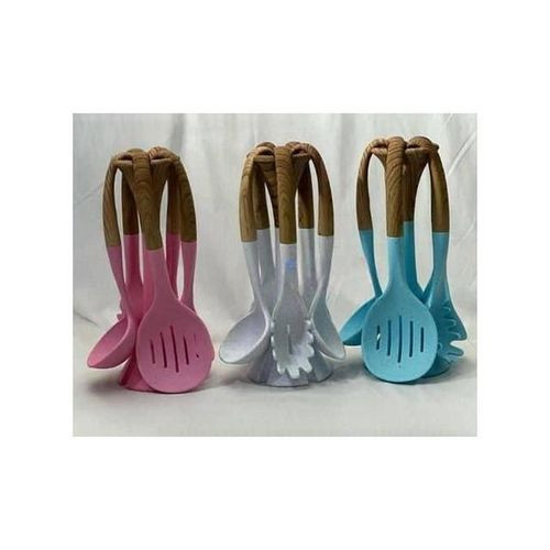 6-Piece Ultimate Silicone Cooking Spoon & Utensil Set with Stand - Multicolor