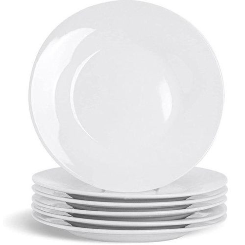 Ceramic 6 Pieces Dinner Plates With Curve-White