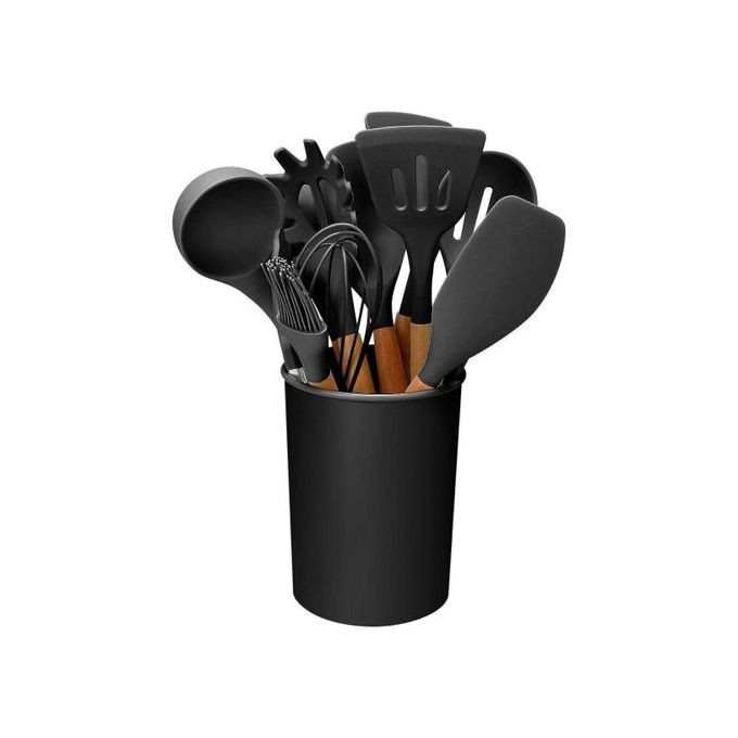 Non-Stick Silicone Utensil Kitchen Set-Black