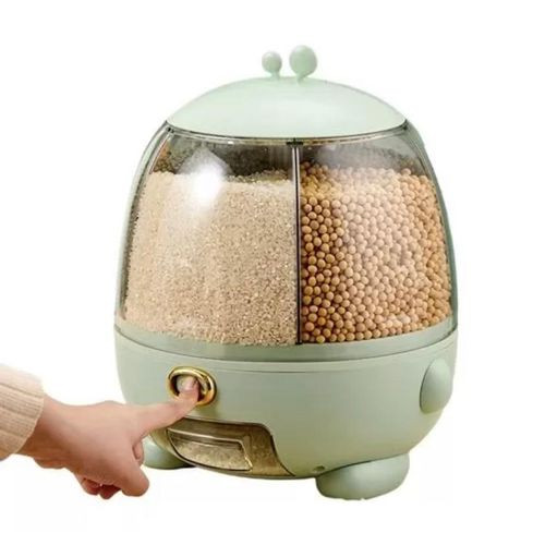Rotating Food Dispenser – Cereal Containers Storage Airtight – 360° Rotatable Easy Control Dry Food Storage Box For Rice, Beans, Grains, Laundry Scent Beads- Green.