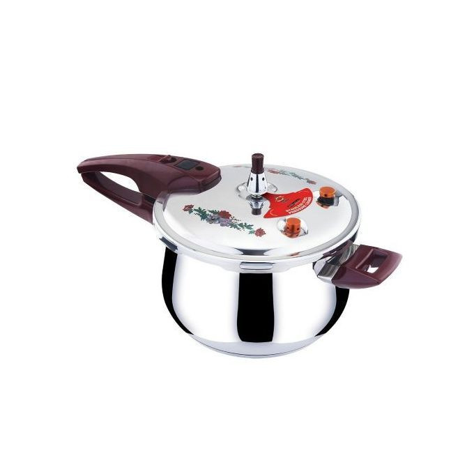 7L Stainless Steel Pressure Cooker with Steamer - Silver