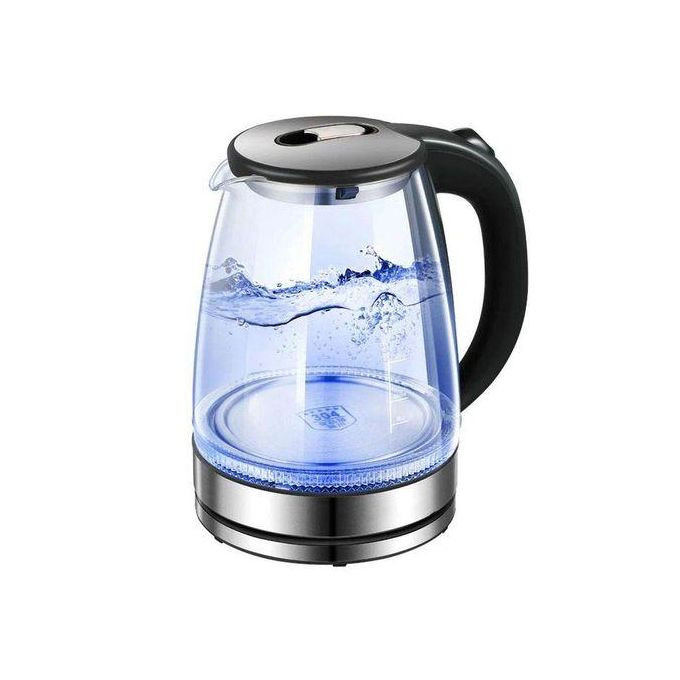 2L Glass Electric Kettle With LED Blue Light- Silver , Black