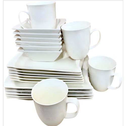 6 cups , 6 square bowls , 6 square dinner plates