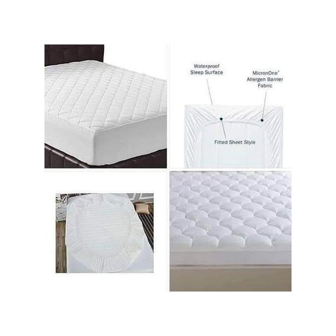 Quilted Waterproof Matress Protector, White, Print may vary