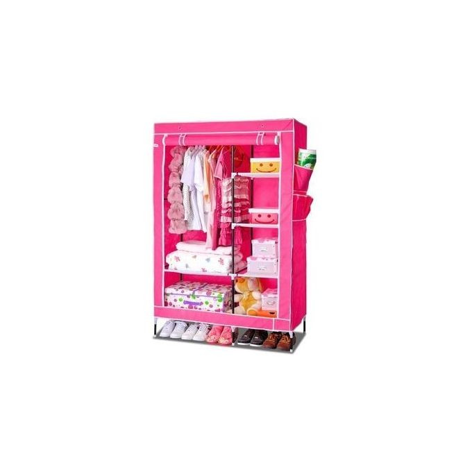 Steel Frame Portable Wardrobe - Pink