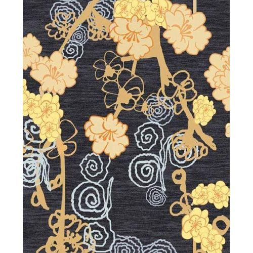 Modern center carpet, customizable, runner rug, yellow Flower pattern, anti-allergy, suitable for entrance, hall, area 2.0x3.0 m Multicolor