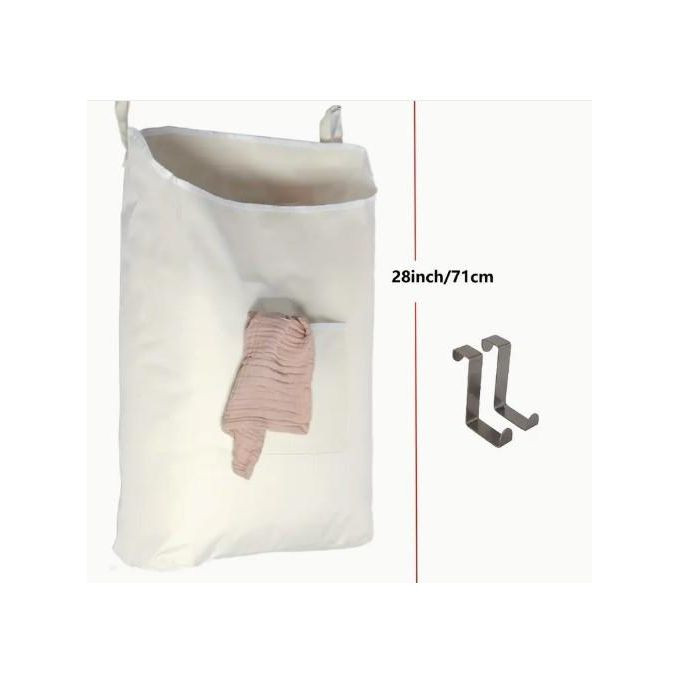 Hanging Laundry Hamper Bag X-Large Over The Door Hanging Laundry Bag with clippers Saving Space Wall Hanging Laundry Basket Hamper with Zipper for Bathroom Slight Variation Offwhite Beige Multicolor