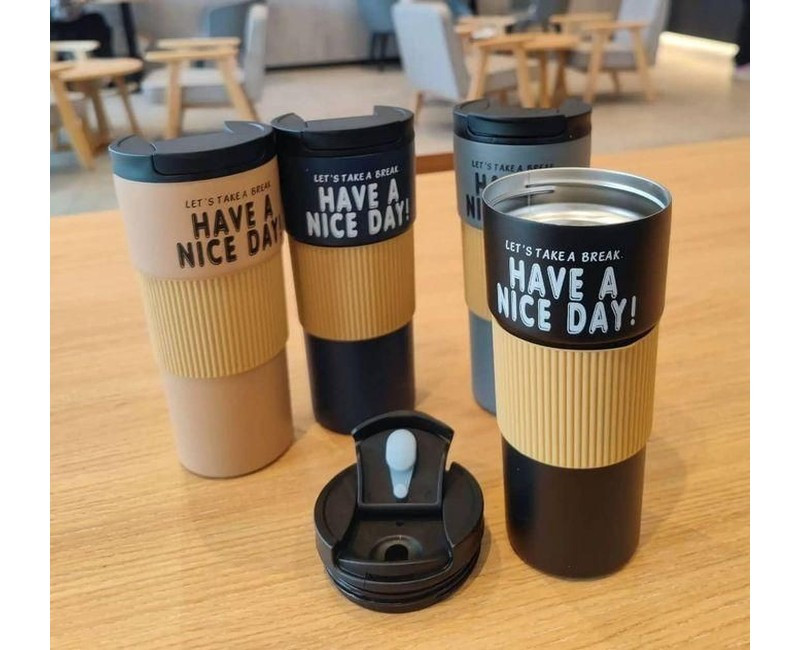 Have A Nice Day Vacuum-Insulated Stainless Coffee Cup- Multicolor