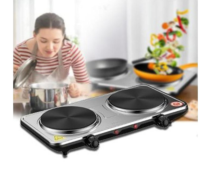 Double Solid Hot Plate - Silver