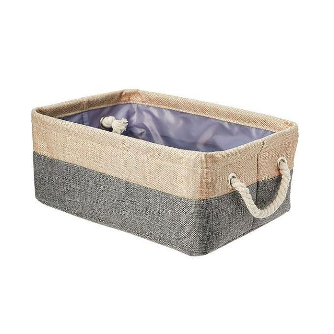 Tone Linen Storage Basket Bin With Handles, Small