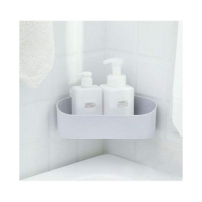 Bathroom Corner Shelves Shampoo Holder Kitchen Storage Rack Mess Shower Organizer Wall Holder Space Saver Household Items (Color : White,Grey,Pink,Blue) Multicolor