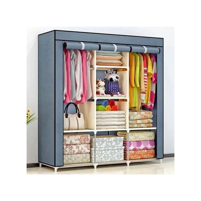 Elegant 3 Column Steel Portable Wardrobe (Not assembled) - Red,blue,brown,purple Multicolor
