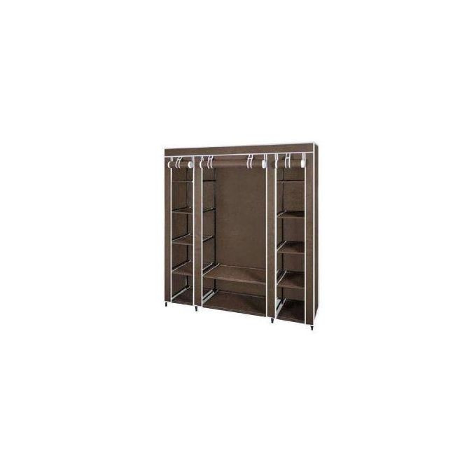 Portable Wardrobe, Multifunction Fabric Storage Rack Textile Wardrobe Cupboard Compartment 150 * 46 * 175CM(Size:130 * 46 * 175CM,Color:C) (B 130 * 46 * 175CM) Brown